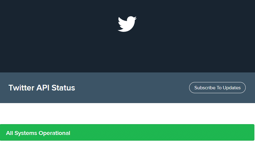 Check the twitter server status to fix Twitter feed not working, loading or updating Properly