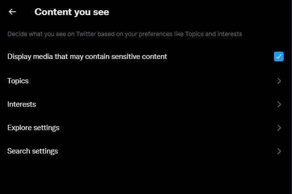 Change your Twitter content preference settings to fix Twitter feed not working, loading or updating properly