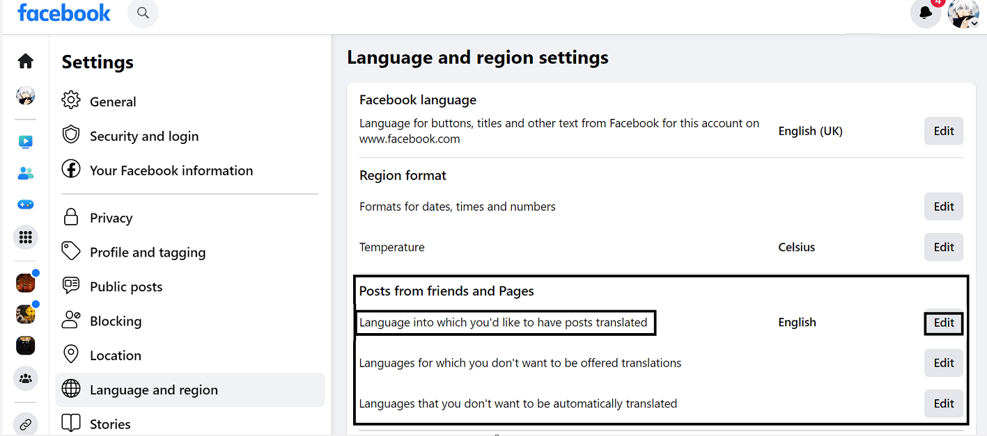 How to set the language that Comments or posts are translated to fix  Facebook translate no working