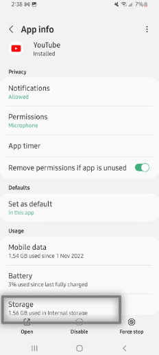 Delete YouTube app cache & data to fix YouTube Premium background play not working