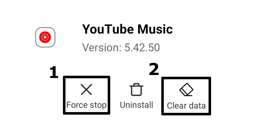 clear YouTube Music app cache and data on Android through system settings to fix YouTube Music downloads not working, playing, downloading, or download stuck on waiting
