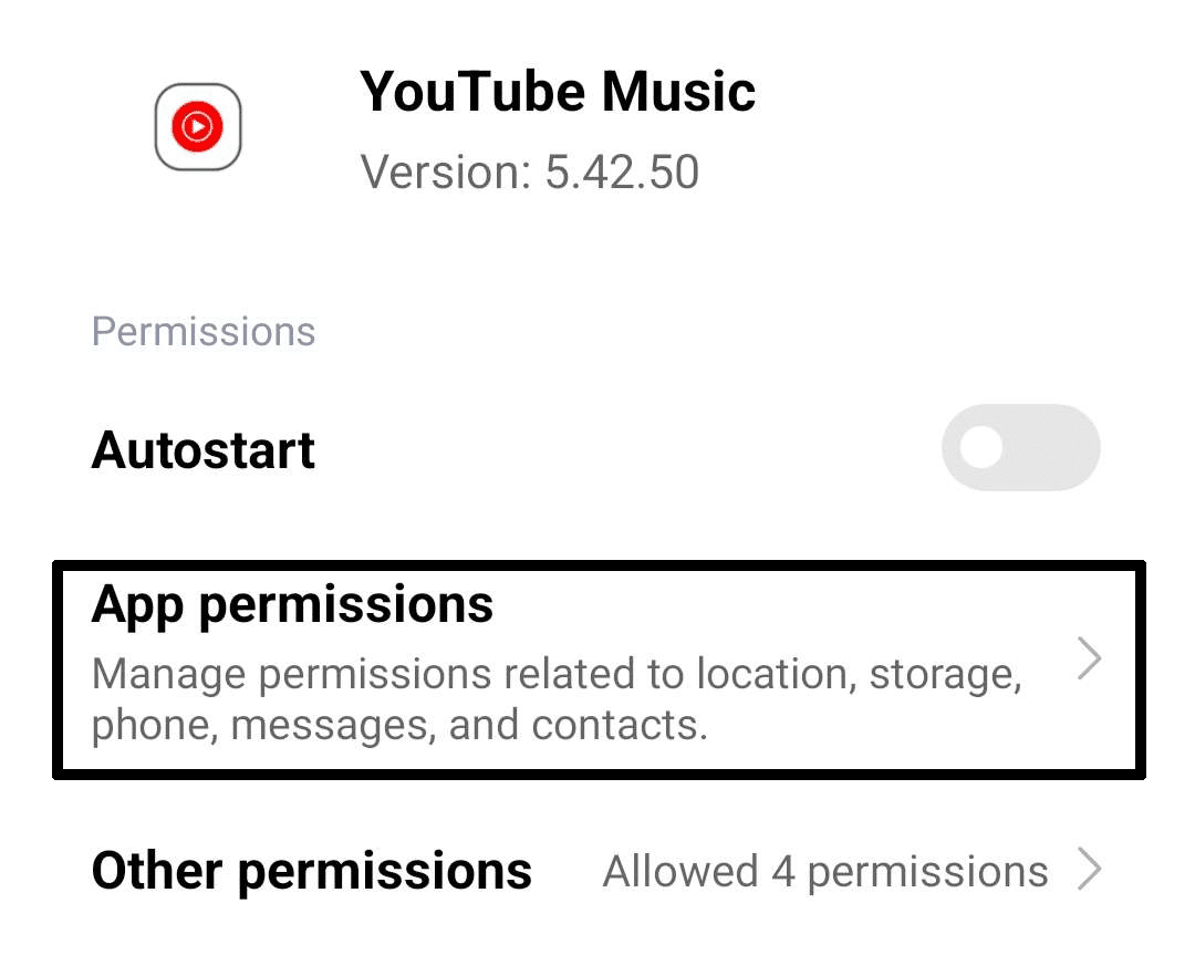allow YouTube Music app permission to Files and Media on Android through system settings