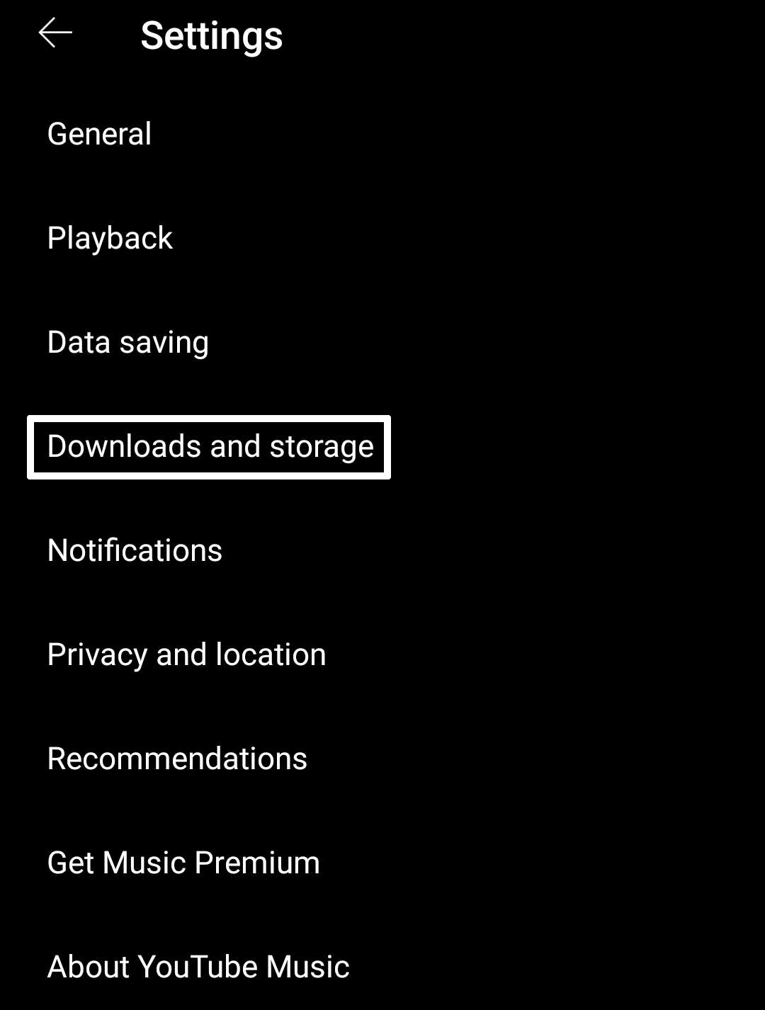 Change the YouTube Music download settings/preferences