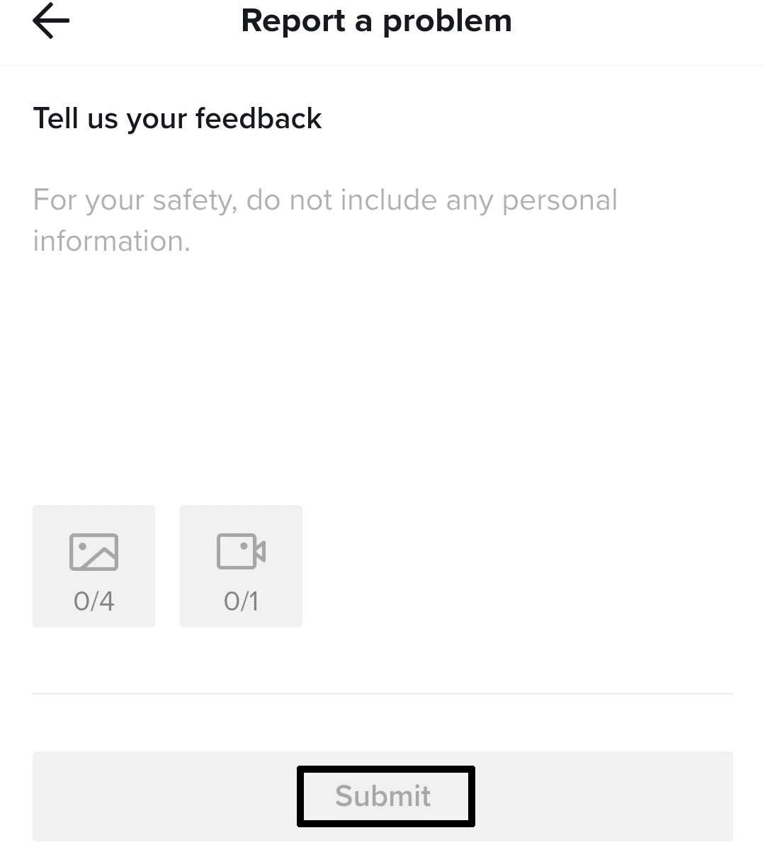 Send a report/feedback to TikTok to fix when the TikTok feed, for you page (FYP), or following page are not refreshing, updating or loading