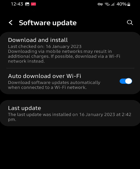 Check for software update on your Android device to fix iRobot home or roomba app not working or connecting