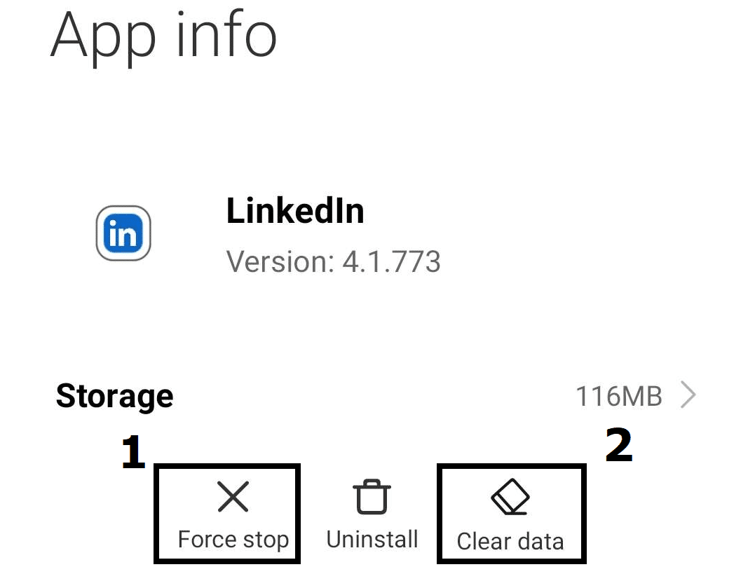Clear the LinkedIn app cache and data on mobile