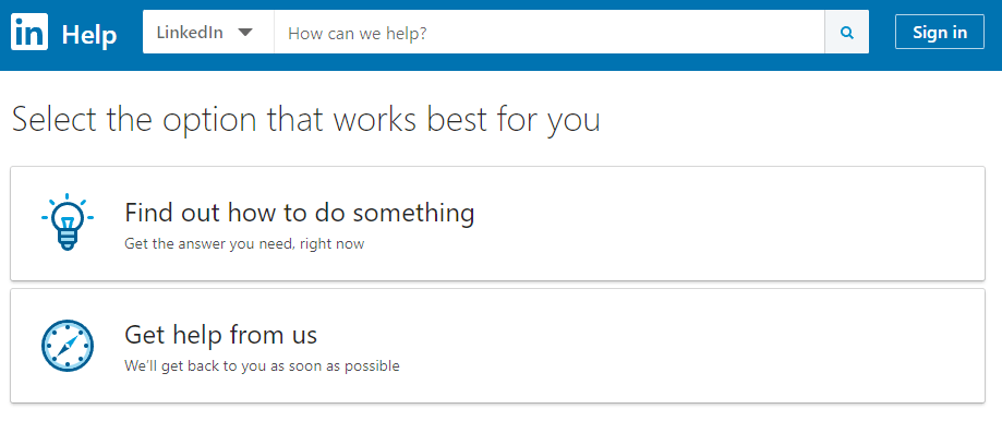 Contact LinkedIn Customer support to fix LinkedIn comments not showing, posting, loading or 'Couldn't load comments' error