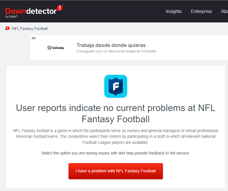 Check the NFL Fantasy Football Servers to fix the NFL Fantasy Football App or Website Not Working