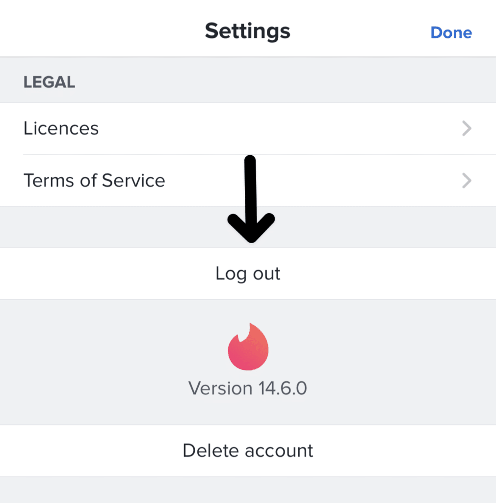 Re-log in to the Tinder app on mobile to fix Tinder app keeps crashing, freezing, closing, or stopping, "unfortunately tinder has stopped"