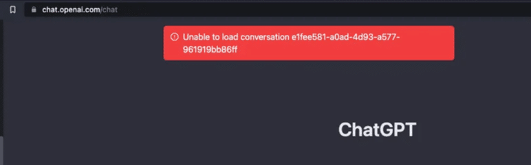 ChatGPT "Unable to Load Conversation" error
