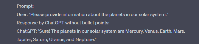 Use Bullet Points to get long detailed answers and avoid short incomplete stuck responses on ChatGPT