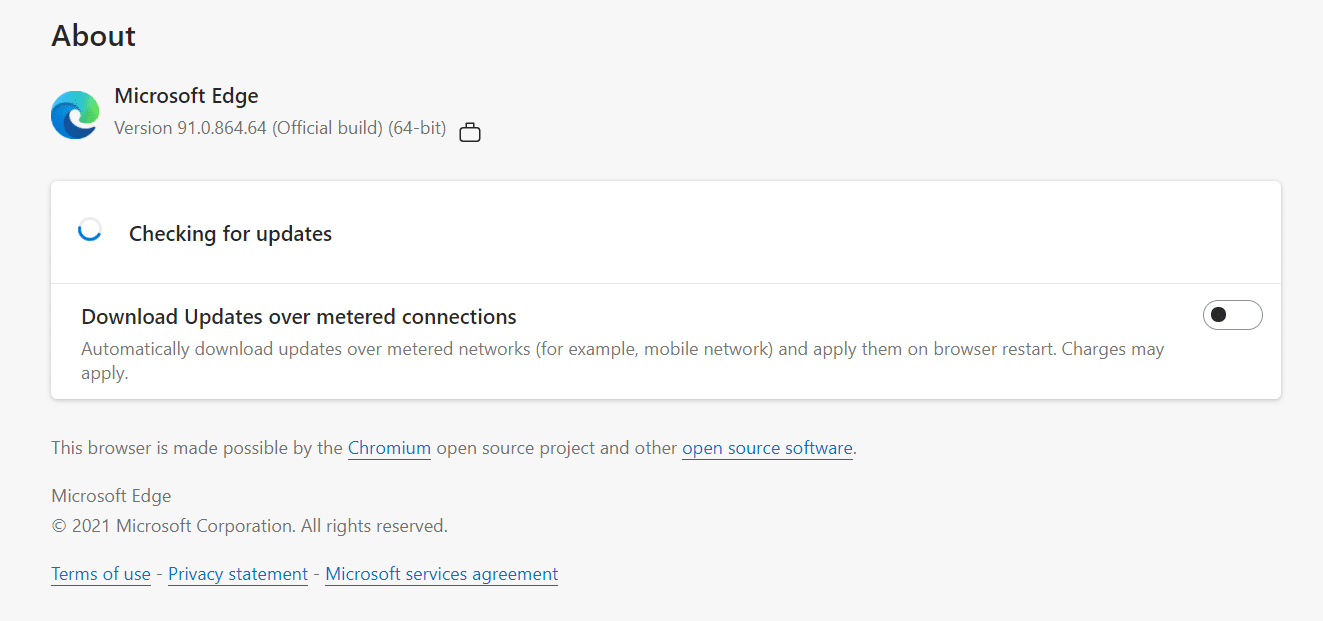 update Microsoft Edge web browser to fix YouTube "No Internet Connection", "Please Check Your Network Connection", "You're Offline" errors