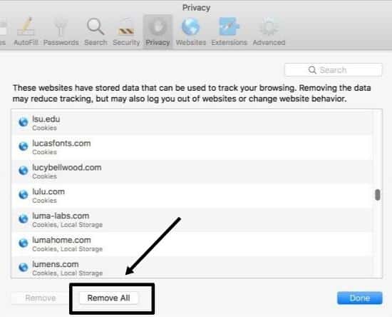 Clear the web browser cache on Safari on desktop to fix LinkedIn password reset not working or verification, security code not sending or receiving