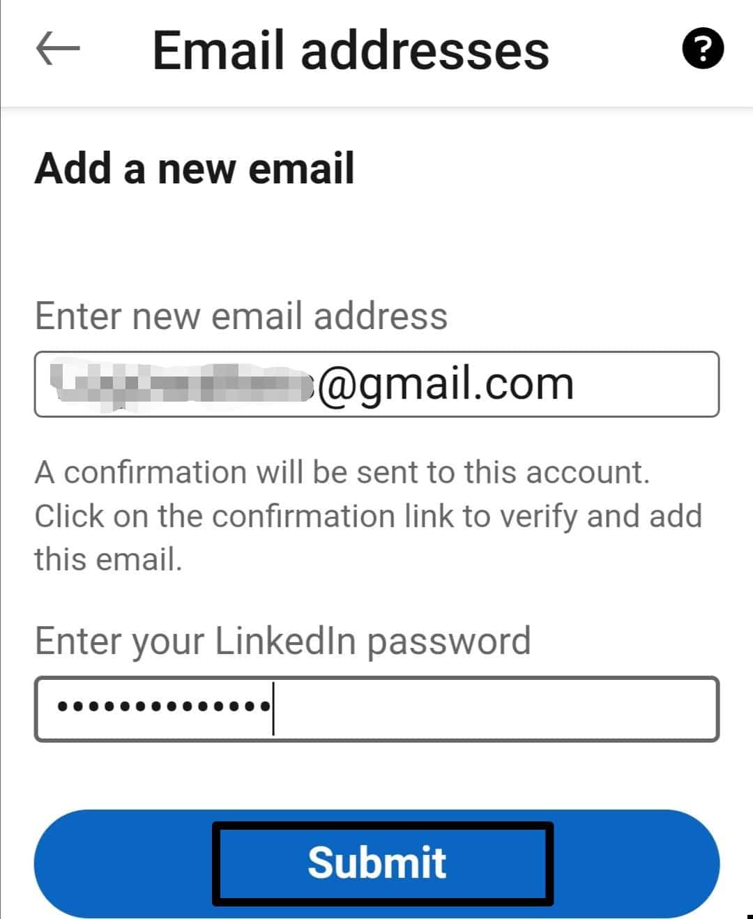 Verify your email address to fix LinkedIn password reset or security verification, security code not working