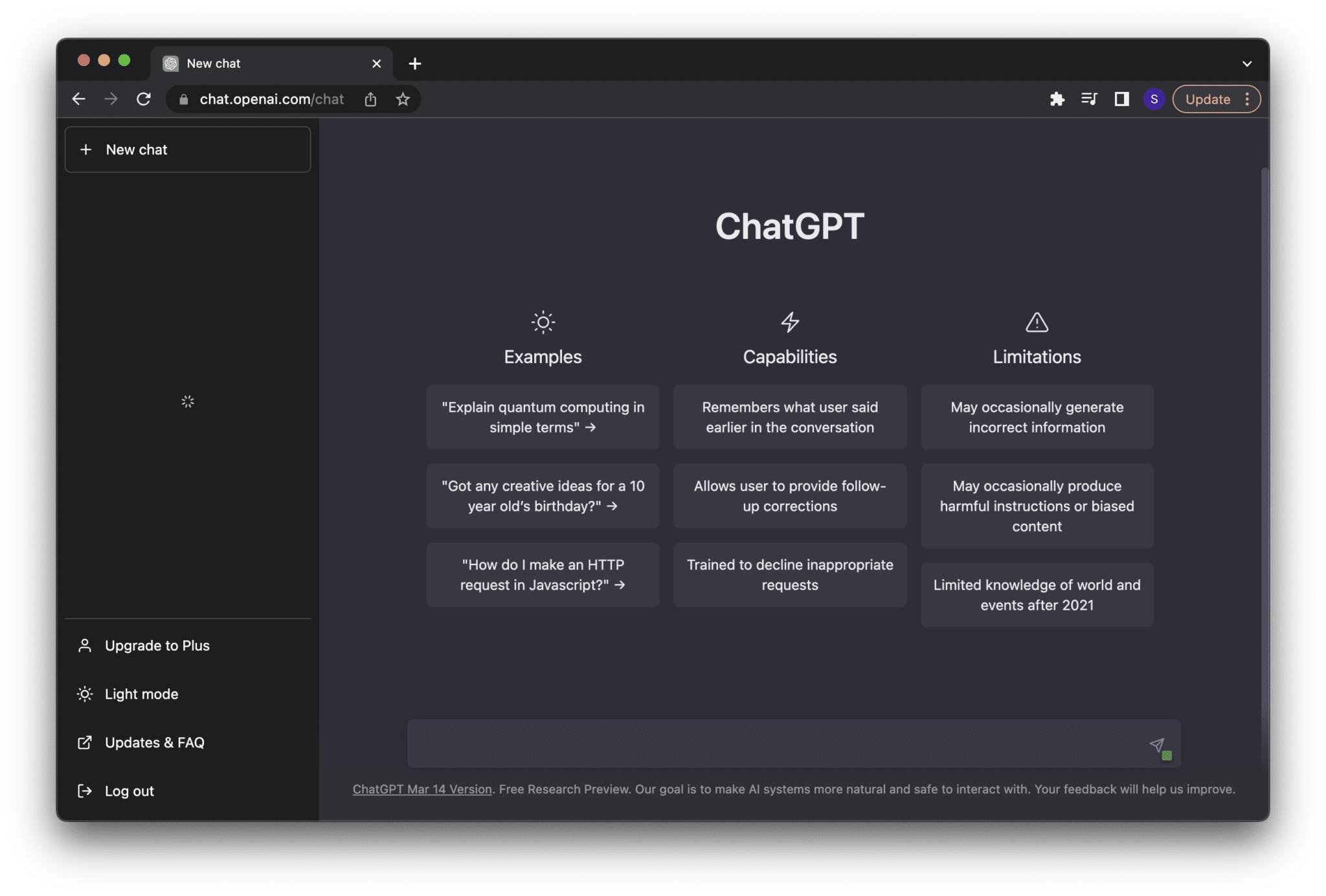 ChatGPT chat history not showing, loading, working