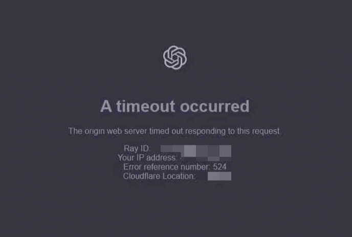 ChatGPT "A timeout occurred" or "Request Timed Out" error