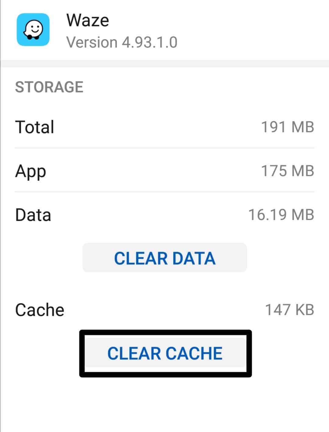 Clear the Waze App Cache to fix Waze no network connection try again later