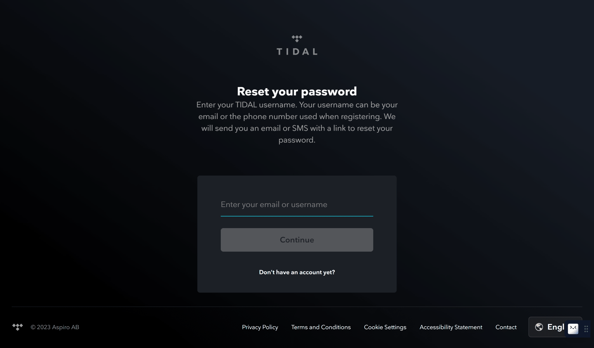Reset Your Password to Fix TIDAL Can't Log In or Something Went Wrong to fix TIDAL can't log in or sign in, Something Went Wrong, Login Failed, Network Error