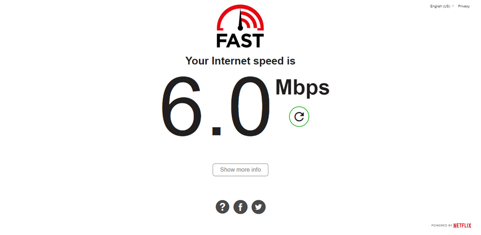 test the Internet connection strength and speed at Fast.com if Kick mobile streaming app is not working, playing or loading on iPhone or Android