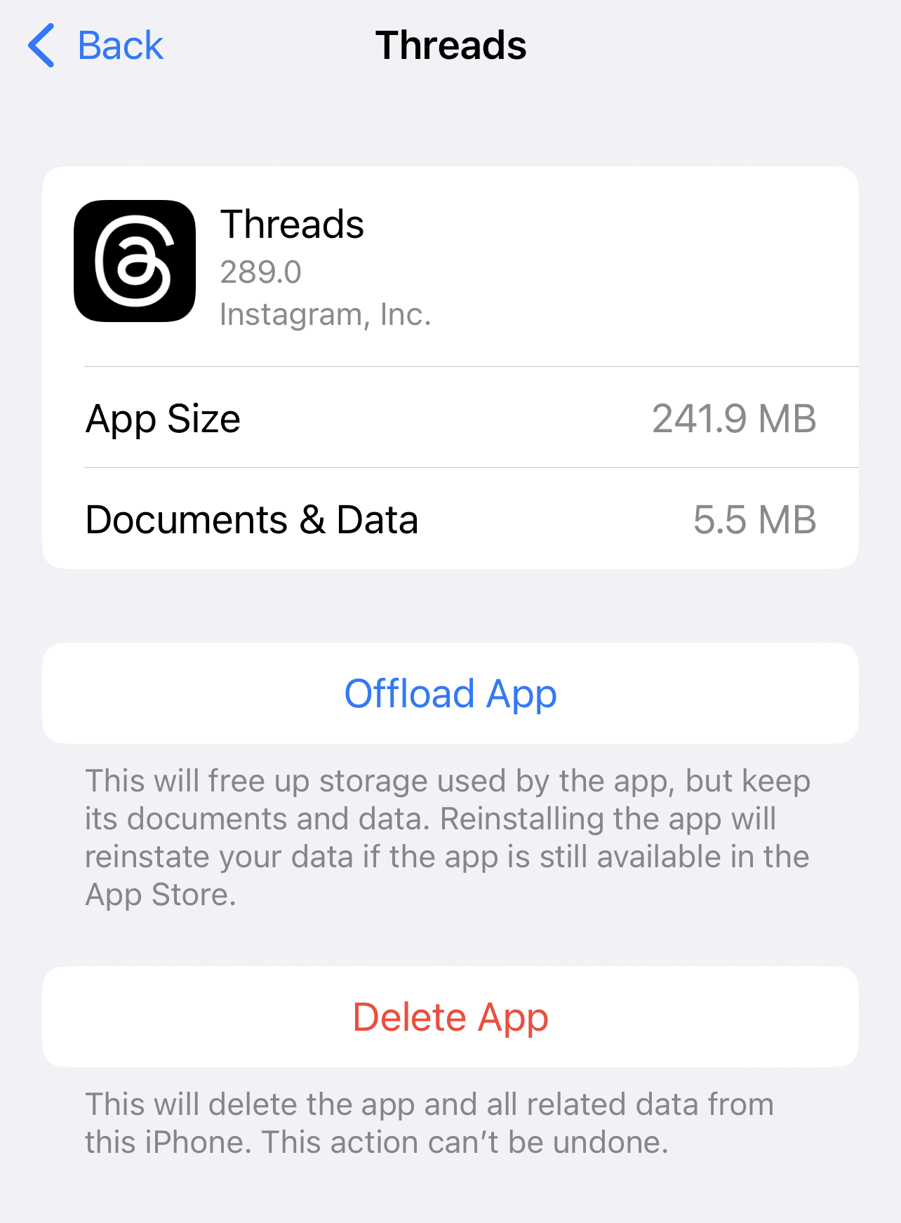 Clear threads app cache on iPhone or iOS device through settings to fix Instagram Threads app home page or feed not refreshing, loading new threads