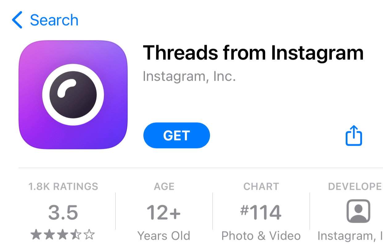 former Threads from Instagram app