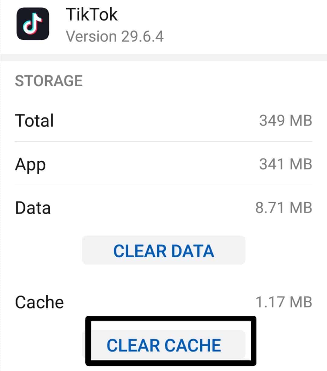 Clear TikTok app cache and data through device system settings to fix TikTok ‘No internet connection’, ‘No network connection’ or network error