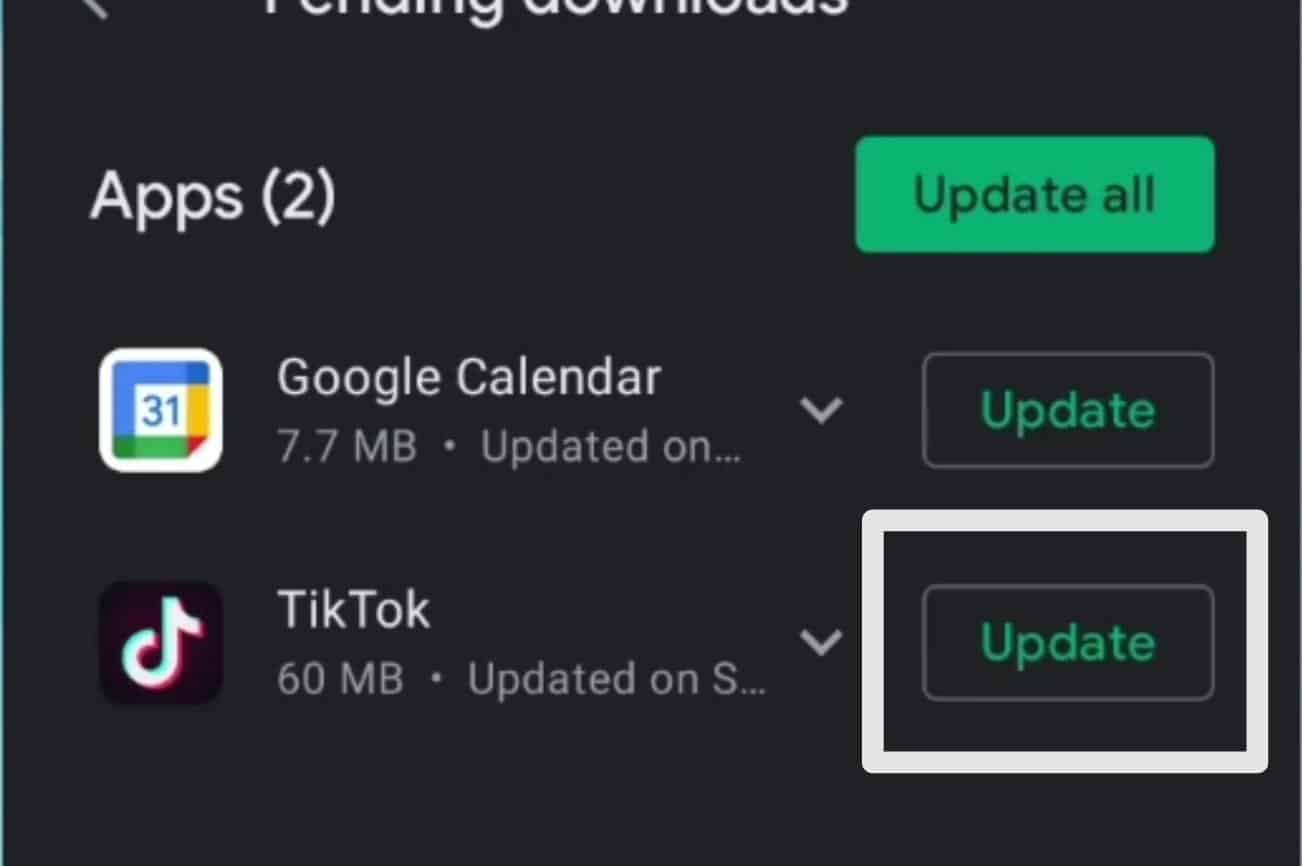 Update the TikTok app on Android to Fix TikTok no internet connection or network error