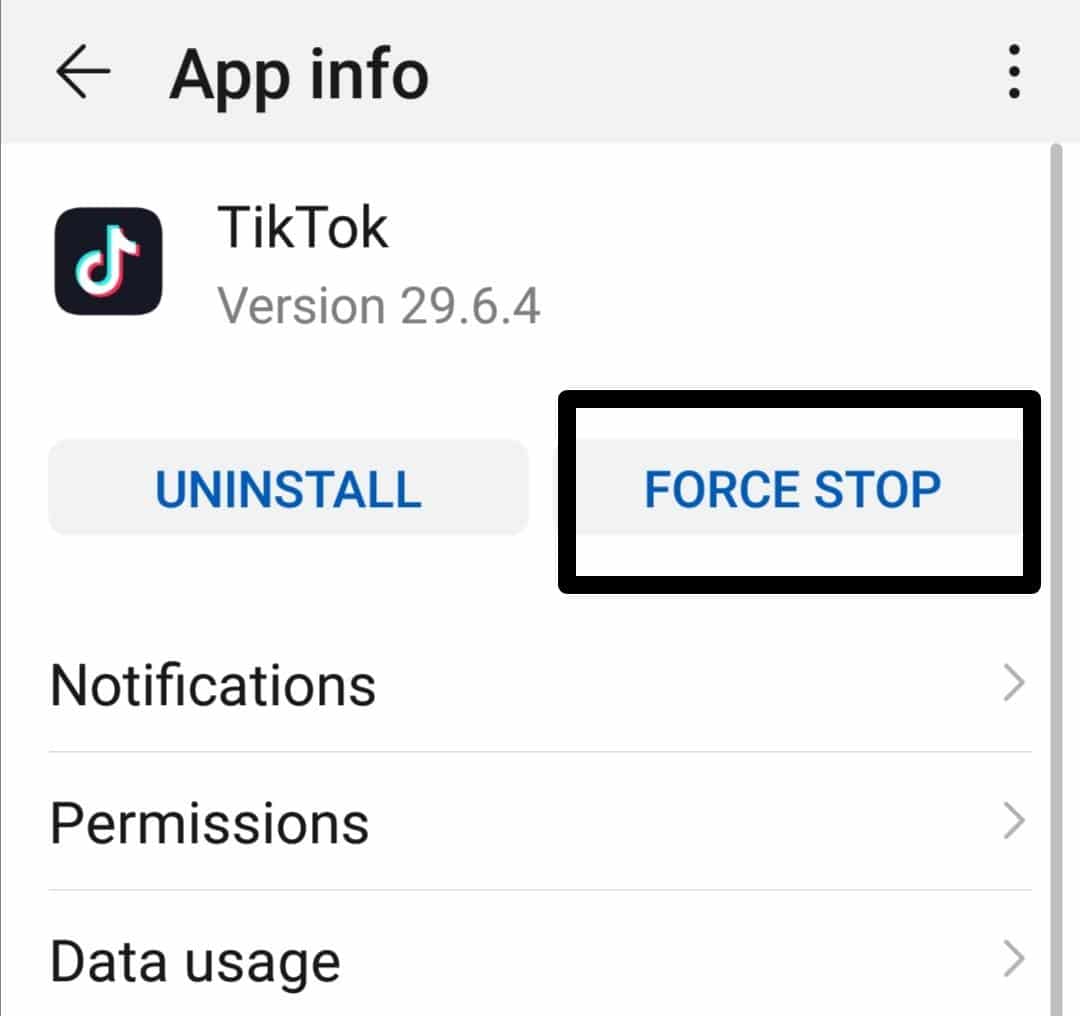 Restart the TikTok app to fix TikTok no internet connection or network error