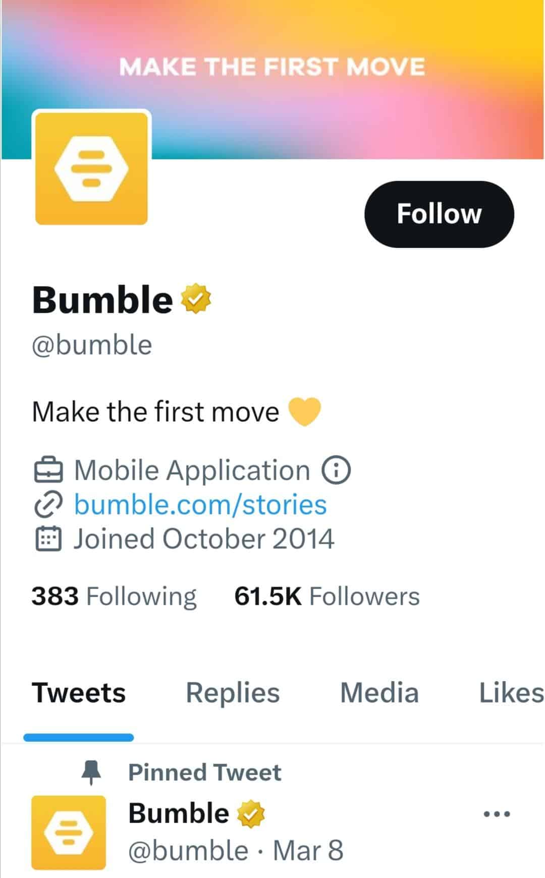 Check the bumble app service on Twitter to fix Bumble matches or likes not showing or loading