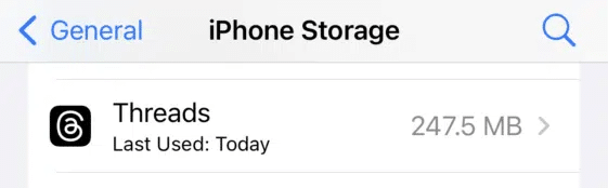 Clear Threads app cache and data by offloading the app on iPhone iOS through the system settings to fix can't reply to posts or threads on Instagram Threads