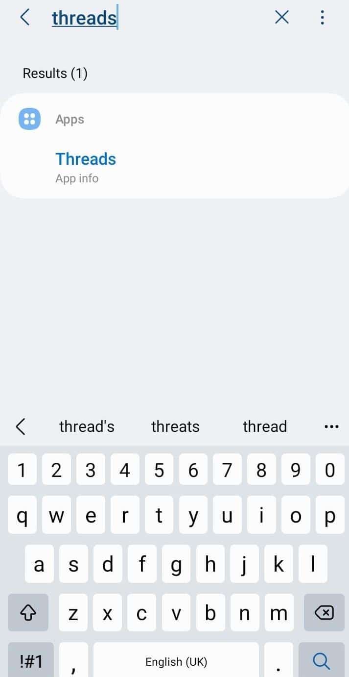 Locate the Instagram Threads app from the list of installed apps