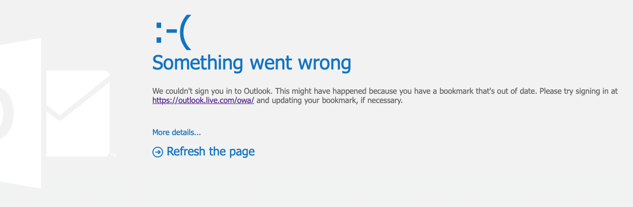 Microsoft Outlook Something went wrong. We couldn't sign you in to Outlook error