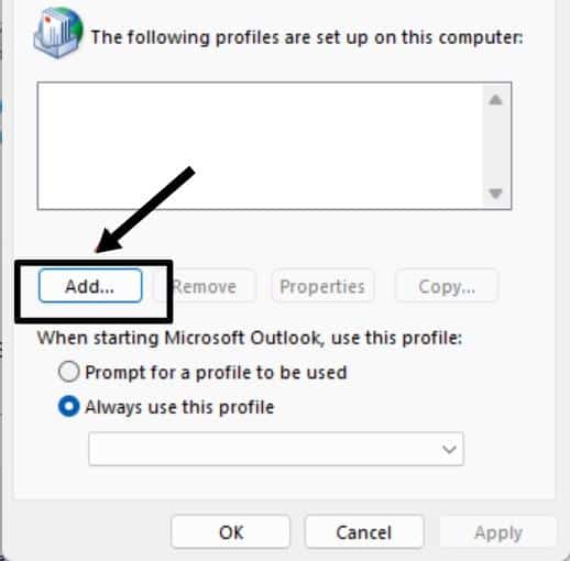 Create a new Outlook profile to fix Microsoft Outlook 'Something went wrong' error