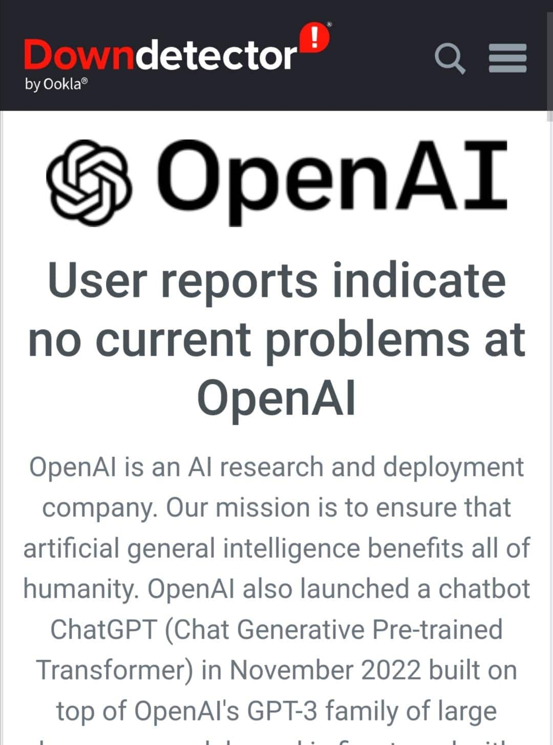 Check OpenAI server status at Downdetector to fix ChatGPT 'Your session has expired. Please log in again to continue using the app' or keeps logging or signing out