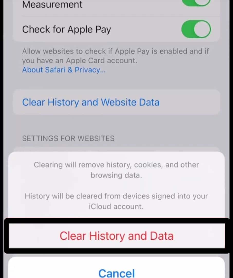 Clear your browser's cache and cookies on Safari iPhone iOS to fix ChatGPT 'Your session has expired. Please log in again to continue using the app' or keeps logging or signing out