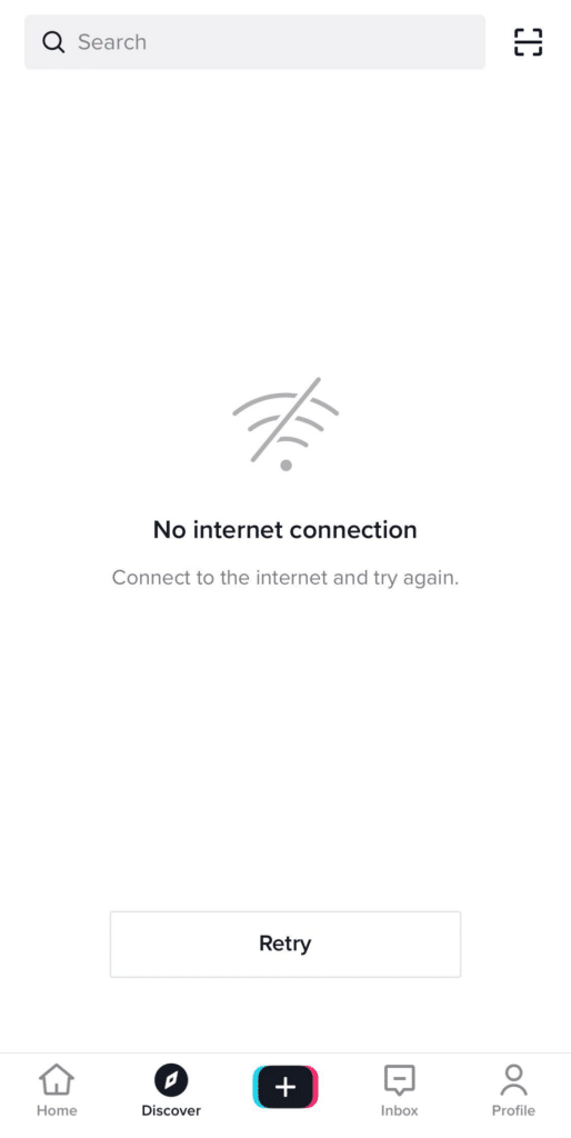TikTok ‘No internet connection’, ‘No network connection’ or network error