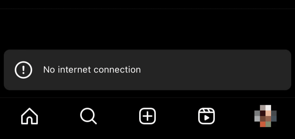 Instagram 'No internet connection' error message