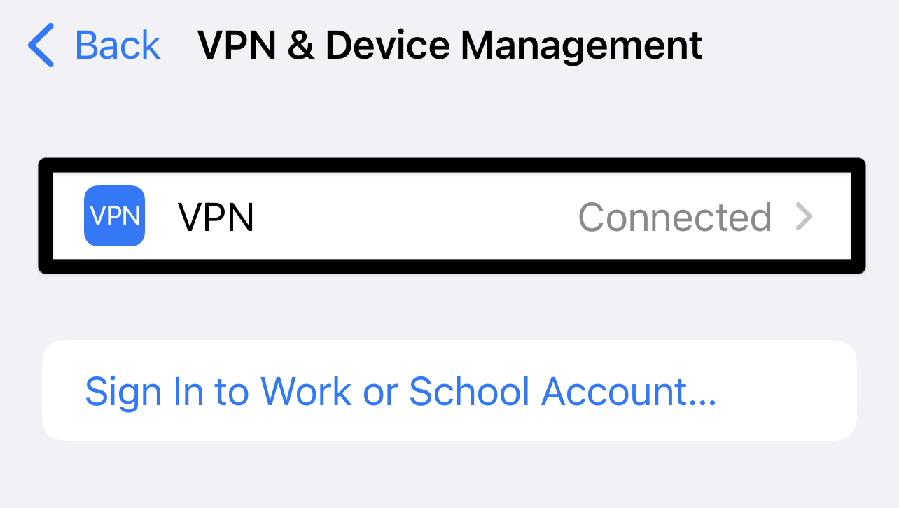 Disable VPN or Proxy connection on iPhone or iOS through the system settings to fix Walmart app problems, technical issues, app is down or not working