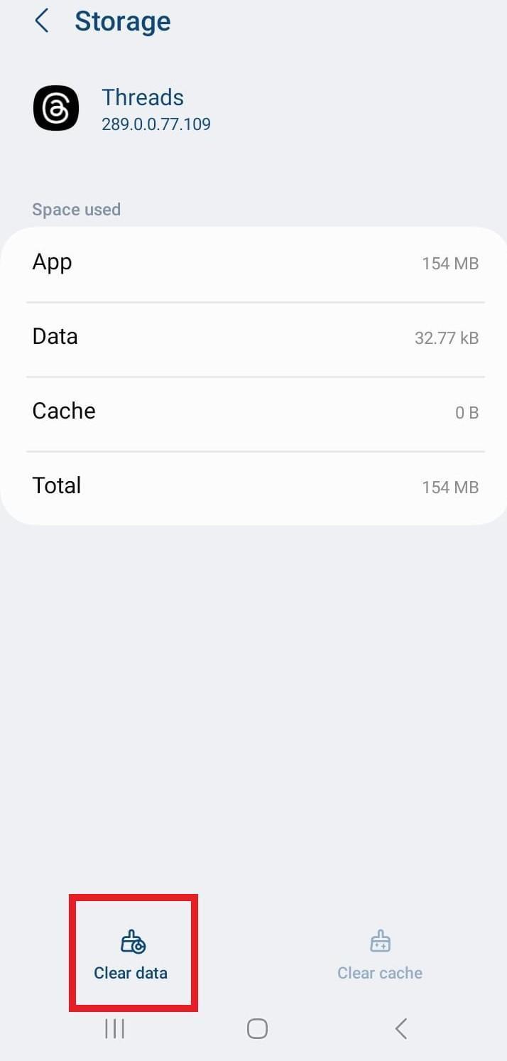 Clear the Threads app cache and data on Android through settings to fix can't share or repost Instagram Threads