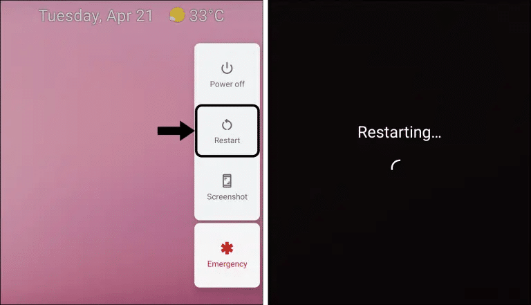 restart Android device to fix Spotify not working on Android Auto or the ‘Spotify Doesn’t Seem to be Working Right Now’ or ‘Spotify is Currently Unavailable’ error