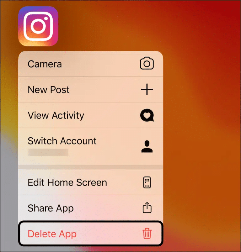 Uninstall and reinstall the Instagram app on your iOS device to fix Instagram Stories keep repeating or not going away after viewing