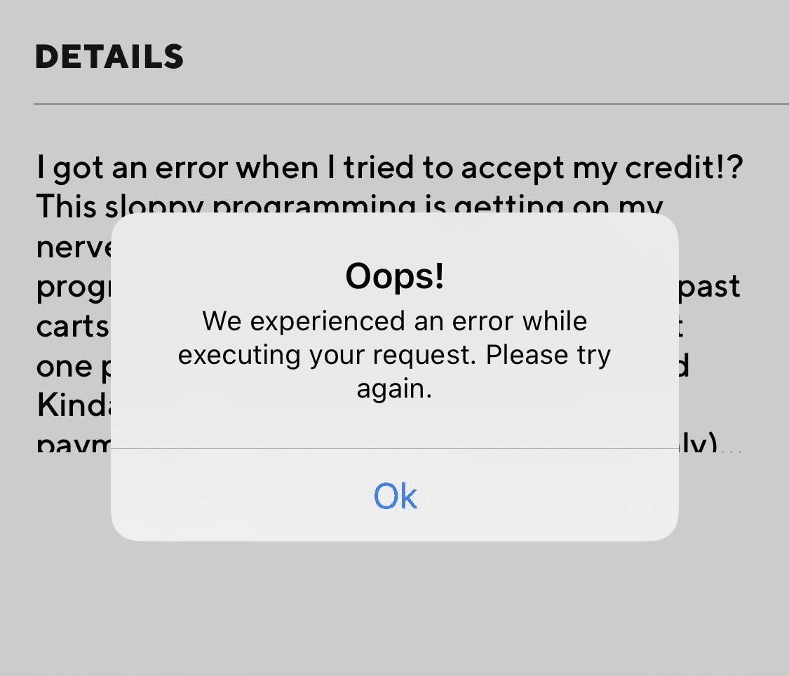 DoorDash “Error Validating Basket”