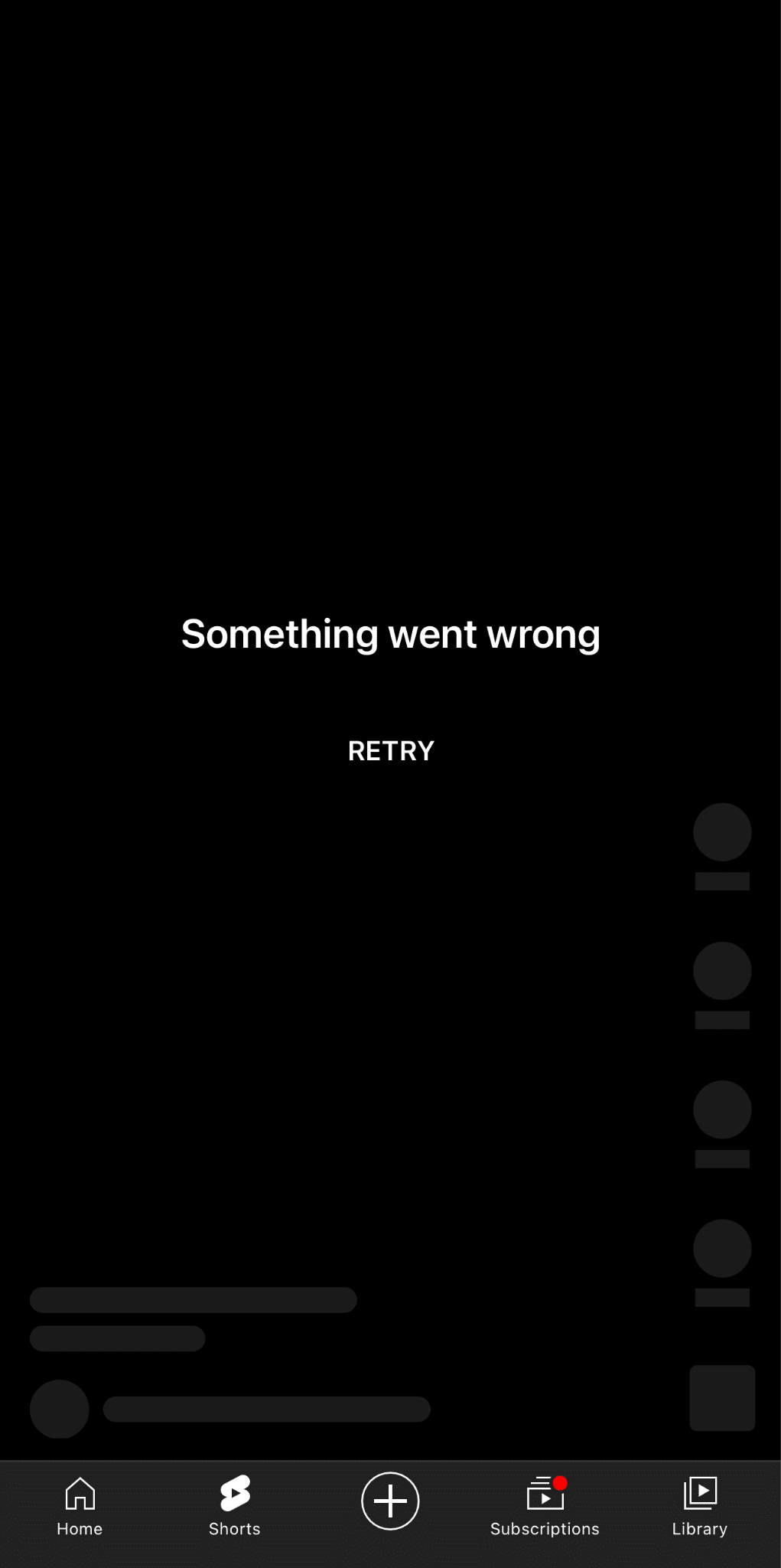 YouTube Shorts 'Something went wrong' error