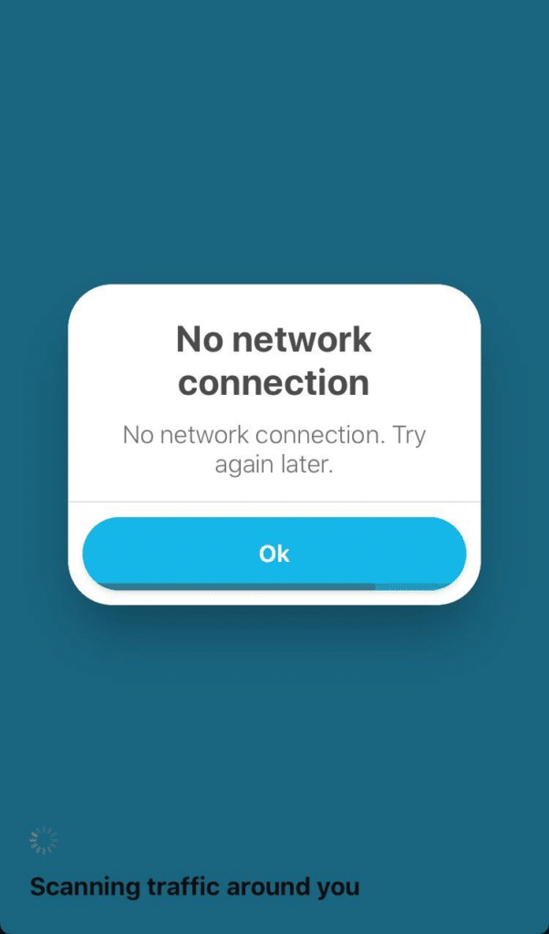 Waze 'No network/Internet connection. Try again later' error
