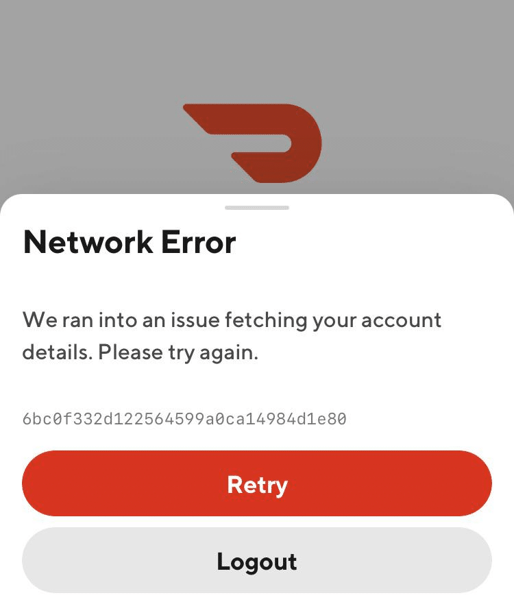 DoorDash app 'Network timed out' error