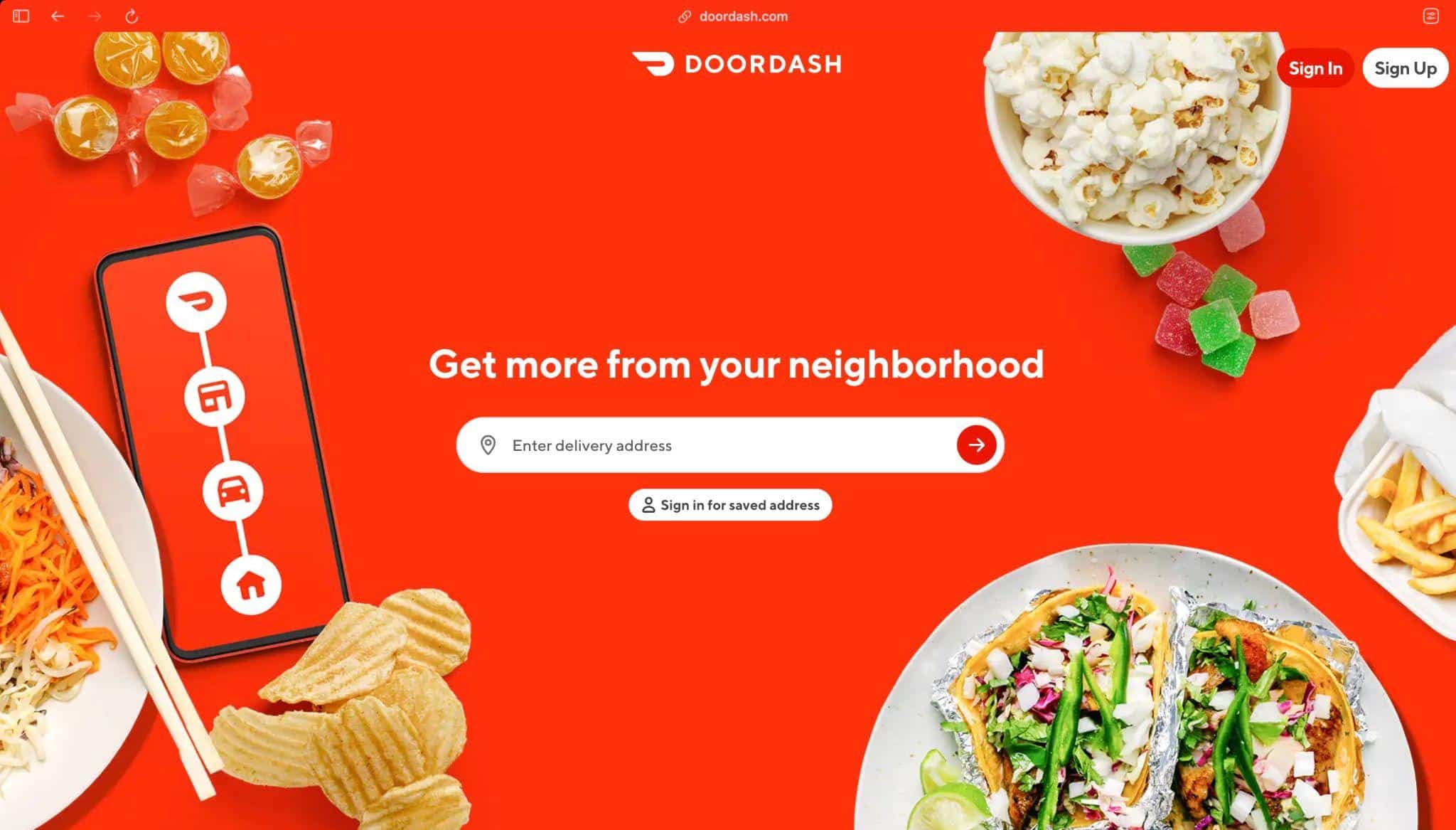 Access DoorDash via a Web Browser to fix DoorDash app not working or 'network timed out' error
