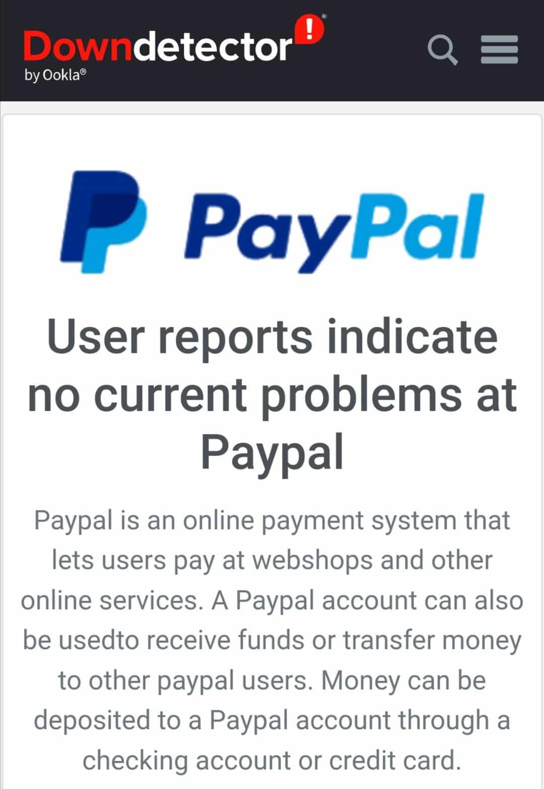 Check the PayPal server at Downdetector to fix PayPal notifications not working