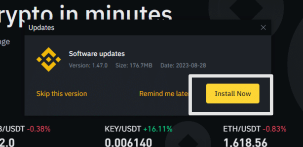 Update the Binance app on desktop to fix Binance notifications or price alerts not working