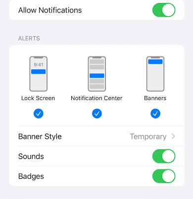 check and enable the Binance notification settings through the system settings on iOS to fix Binance notifications or price alerts not working or showing